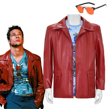 Fight Club Tyler Durden Cosplay Costumes Brad Biker Leather Jacket BEcostume